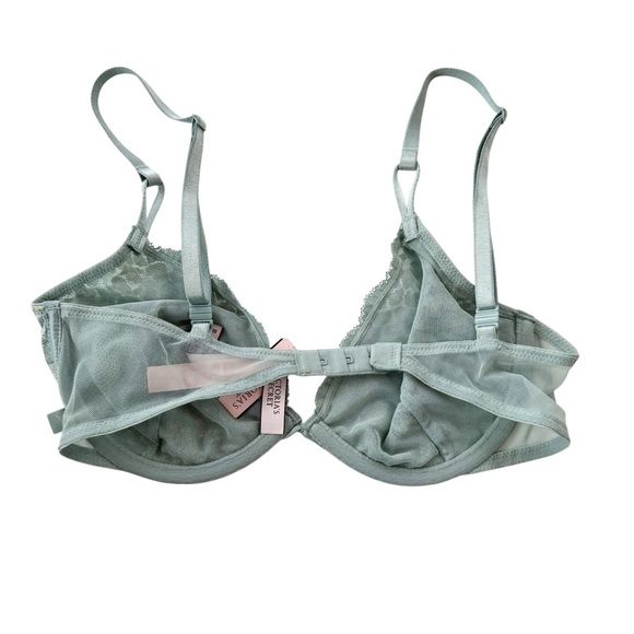 Victoria’s Secret Underwire Gold Metallic Lace Demi Bra Blue Size 32D NWT - Picture 4 of 10